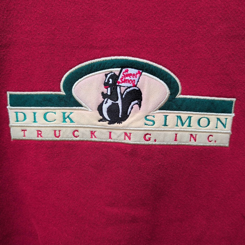 JanSport Sweatshirt Men Small Red Dick Simon Trucking Graphic 90s Made in USA - Picture 5 of 5